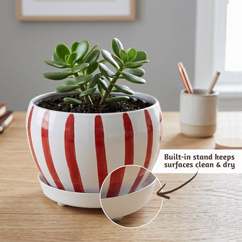 Folkulture Metal Planters for Indoor Plants with Drainage Hole & Saucer - color: Rust & Roast