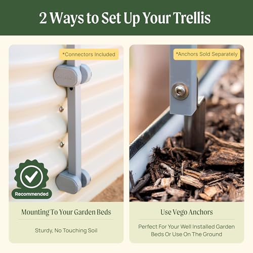 Vego Garden Modular Arched 2.0' Long Trellis System for 2.0‘ x 4.0' or 4.0' x 8.0' or 2.5' x 9.5' Garden Bed for Climbing Plants Like Cucumber Beans Tomatoes & Vines (Garden Beds Not Included) - size: 2.0 Ft Long