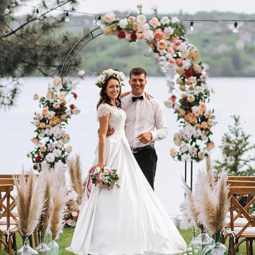 Zhisheng 2PCS Metal Pergola Garden Arch Arbor 7.9FT x 4.6FT Trellis for Outdoor Climbing Plants 2 Sizes for Wedding Ceremony Party,Black - size: 7.9FT+7.9FT