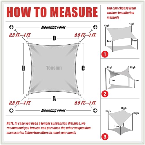 ColourTree 8' x 19' Grey Rectangle Sun Shade Sail for Patio