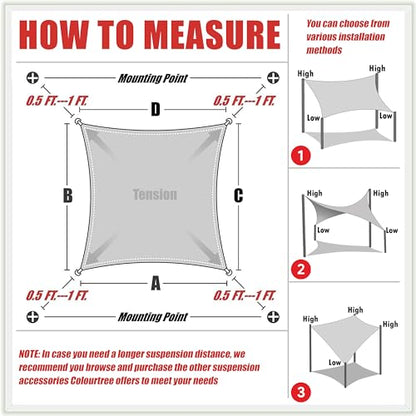 ColourTree 8' x 19' Grey Rectangle Sun Shade Sail for Patio