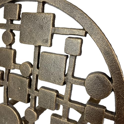 Zeckos Garden Hose Holder Circles and Squares 12 Inch Cast Iron Bronze - color: Mcm Circles & Squares - Bronze