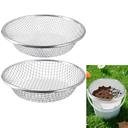Soil Sieve Garden Sieve, 2PCS Sand Rock Sifter, Soil Sieve Compost Potting Sieve, Soil Sifter Sifting Tool(1/4in, 3/8in) - style: 2PCS(1/4in,3/8in)