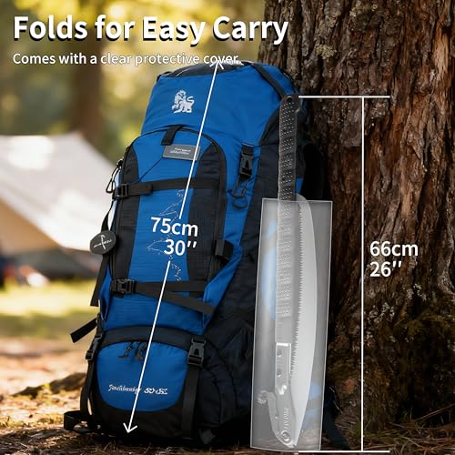 Folding Saw,Using SK85 material with three-sided serrations,tree saw for camping, Pruning branches and Bushcraft, Pouch Included(Aluminum alloy handle, 116 cm long) - color: 46in