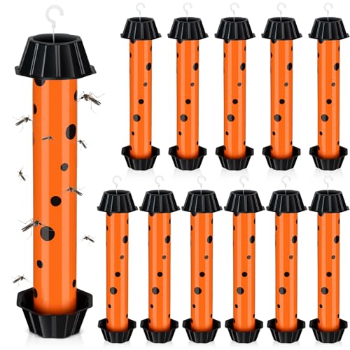 Qualirey 12 Pcs Sticky Fly Trap Indoor Outdoor with Hanging Hook - color: Orange, Black