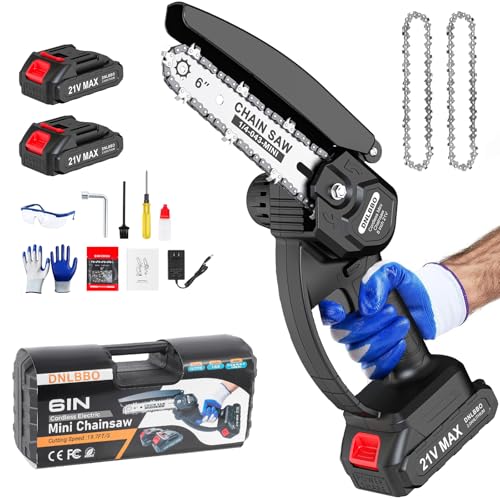 6 IN Mini Chainsaw Cordless, Lightweight Battery Chainsaw for Wood Cutting - color: Black