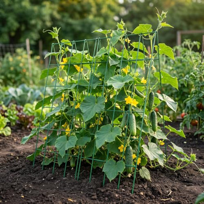 DoCred 39.4" H Cucumber Trellis, 2 Pack Foldable A Frame Garden Trellis - color: Green, size: 39.4" H (Standard)
