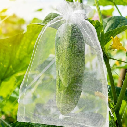 50 Pcs Fruit Protection Bags, 12×16 in Mesh Cover Nets for Tree, White - color: White, size: 12×16 in