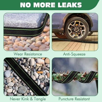 Garden Hose 75 ft Water Hose Flexible Heavy Duty Lightweight No Kink Long Outdoor Non-Expandable High Pressure Flat Hoses Pipe 75’ Strong 3/4’’ Brass Fitting for Outside Yard Lawn Car Wash - size: 75FT