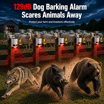 ChunHee Solar Motion Sensor Alarm Outdoor Dog Barking Alarm 4 Mode - color: White-2 PC