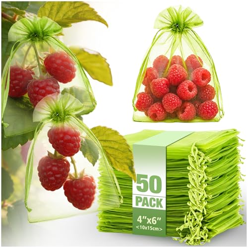 50 Pcs 4×6 Inch Drawstring Fruit Protection Mesh Bags - size: 4*6in-50 Pack