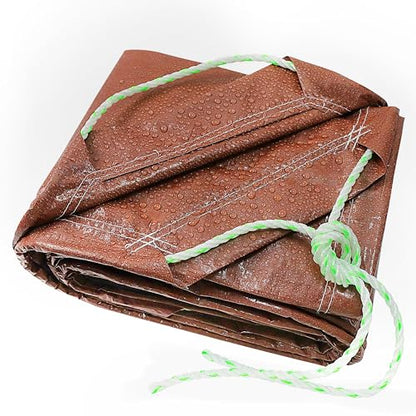 TARPAL 4x4 Feet(3pack) Small tarp with Drawstring Tarp Waterproof Brown - size: 4x4 Feet (3pack)-Finished size