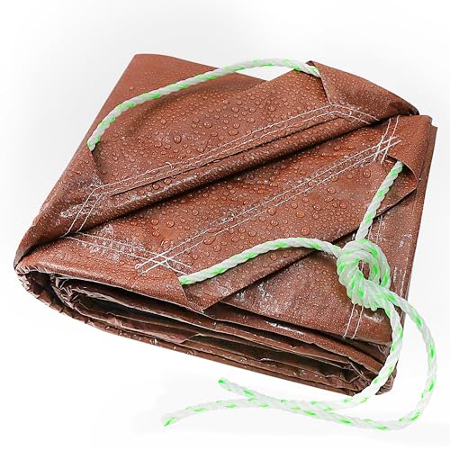 TARPAL 4x4 Feet(3pack) Small tarp with Drawstring Tarp Waterproof Brown - size: 4x4 Feet (3pack)-Finished size