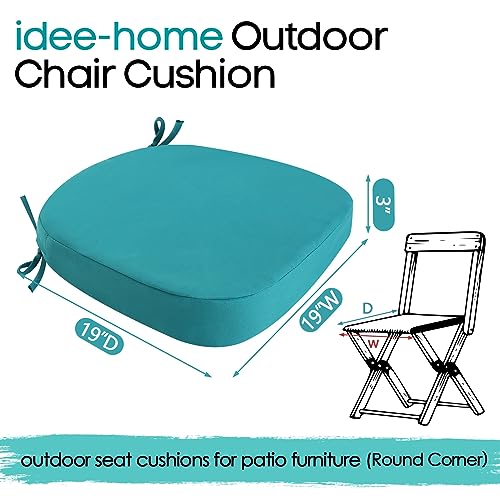 idee-home Outdoor Chair Cushions Set of 4, 19" x 19" D-Shaped - color: Peacock Blue, size: 19 x 19 x 3 Inch