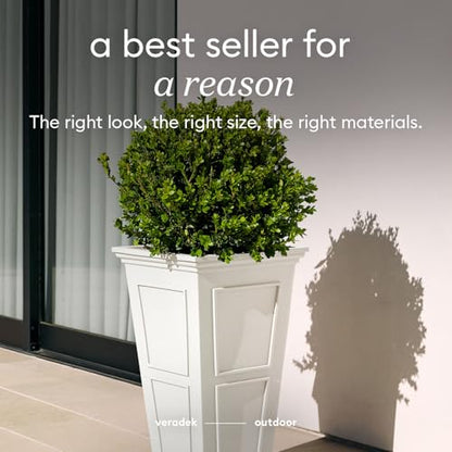 Veradek Brixton Series Planter - Tall Outdoor Planter with Shelf - color: White, size: 26 inch -2 Pack