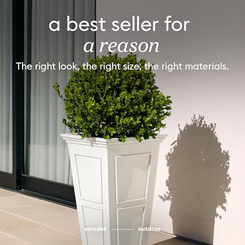 Veradek Brixton Series Planter - Tall Outdoor Planter with Shelf - color: White, size: 26 inch