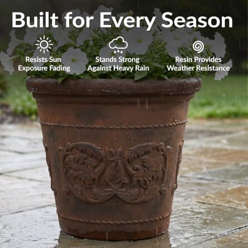 Sunnydaze Arabella 19.5'' Plastic Planter Pot for Plants, Rust - color: Rust, size: 19.5 in