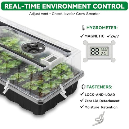 Seed Starter Tray with Grow Light,2 Pack 72 Cells Seed Starter Kit with Humidity Dome, Seed Starting Trays for Indoor Plant,Seedling Starter Trays for Germination - color: 2 Pack 72cell Black