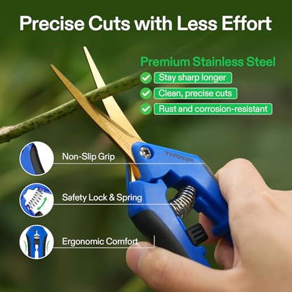 VIVOSUN 6.5 Inch Garden Scissors, Blue Pruning Shears for Plants, 3-Pack - style: Blue Curved Blade