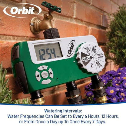 Orbit Programmable Digital Hose Watering Timer - 3 Outlet - Battery Powered - with LCD Screen - Built-in Rain Delay - Water-Resistant - 56082 (Pack of 4) - size: 3 Outlet (Pack of 4)