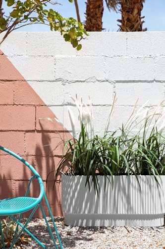 Veradek Demi Series Long Planter - Wide Outdoor Planter - color: White, size: 30 inch - 2 Pack