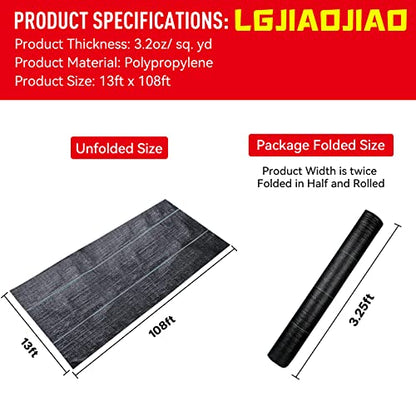 3.2oz 13ftx108ft Driveway Fabric, Premium weed barrier landscape fabric heavy duty Underlayment, Commercial Grade Driveway Road Fabric, Geotextile Fabric for Soil Stabilization, landscaping - size: 3.2oz-13ftx108ft