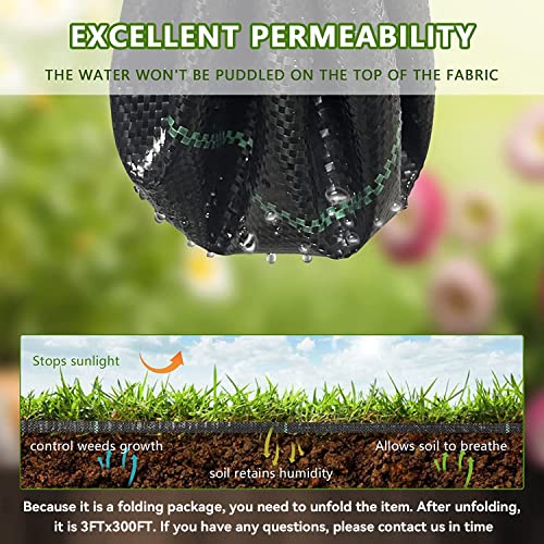 3ftx300ft Weed Barrier Landscape Fabric Heavy Duty, Weed Block Gardening Ground Cover Mat, Weed Control Garden Cloth, Woven Geotextile Fabric for Underlayment, Commercial Driveway Fabric - size: 3.2oz-3ftx300ft