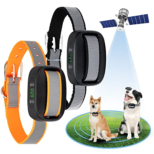WIEZ GPS Wireless Dog Fence, Electric Dog Fence for Outdoor,Adjustable Warning Strength（98-3280ft）,Pet Containment System Suitable for Mos of Dogs(2 Collars) - size: Multi-colored, for 2 dogs