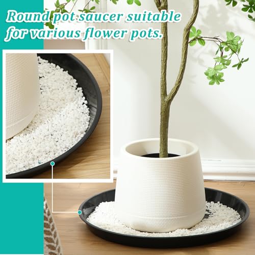 Eccliy 10 Packs 20 Inch Plastic Large Plant Saucers Heavy Duty Planter Trays Jumbo Flower Pot Saucers Plastic Water Trays for Indoors and Outdoors - size: 20 Inch