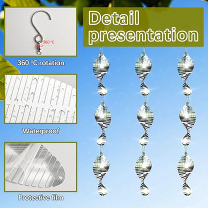 9 PCS Stainless Steel Bird deterrents for Outside,3D Bird Scarer Discs Set Pigeon Deterrent,Crow Deterrent,Bird reflectors to Keep Birds Away Woodpecker Deterrent for House - color: 9 Discs Fishbone Bird Scare Discs Set