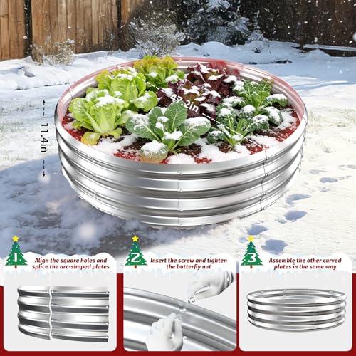 TBMLC 1FT Tall Heavy-Duty 4 FT Diameter Round Steel Rised Garden Bed Silver - color: Silver, size: 48" Diameter X 12" Tall