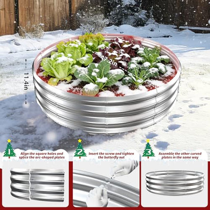 TBMLC 1FT Tall Heavy-Duty 4 FT Diameter Round Steel Rised Garden Bed Silver - color: Silver, size: 48" Diameter X 12" Tall