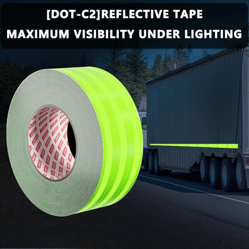 SWRT 2 Inch X 30 FT Reflective Tape Outdoor Waterproof DOT-C2 Fade Resistant Fluorescent Green Reflective Strong Adhesive Safety Warning Reflector Conspicuity Tape for Trailer Trucks Bikes - size: 2IN x 30FT