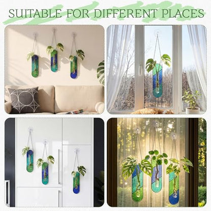 3 Pcs Stained Glass Window Hanging Decor, Plant Propagation Station