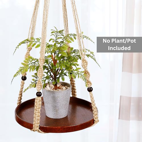 2 Pack Plant Hanger Indoor, Hanging Plant Shelf (12" + 10") - color: Brown, size: 2-Pack, 1-Tier