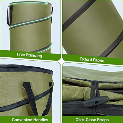 2-Pack 30 Gallon Collapsible Pop-Up Trash Can for Camping, RV - Waste Yard Bag for Gardening Lawn/Leaf - 30 Gallon Each Bag, Green