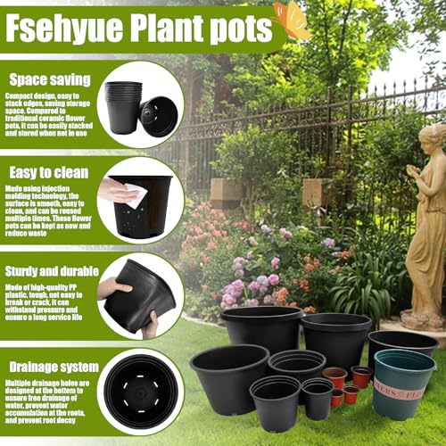 2 Gallon Nursery Pots Plastic Container Injection Molded Pot for Plants Flexible with Drainage Holes Suitable for Plants Soil Growers or Hydroponics Black 10 Pcs - size: 2 Gallon