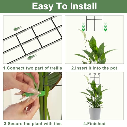 32in Large Indoor Plant Trellis for Climbing Plants, Expandable Metal Garden Trellis for Potted Plants, Tall Plant Supports for Ivy Pothos Hoya Monstera, 2p - size: 32in/2p