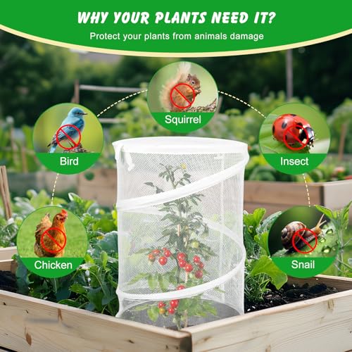 4 Pcs Pop Up Mesh Plant Cover Net 19”x 14” Foldable Tent Protectors - color: White