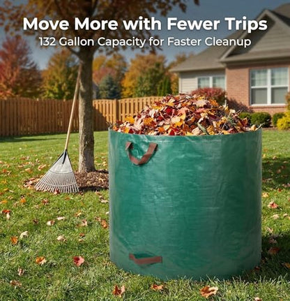 Professional 4-Pack 132 Gallon Gardening Bags for Lawn Yard, Extra Large Reusable Leaf Bags, Waste and Trash Container - size: 4 Count (Pack of 1)