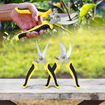 2Pcs Stainless Steel Garden Pruning Shears, Antiskid Curved Sharp Floral Cutter, Snips Parrot-Beak Style -Yellow - color: Yellow