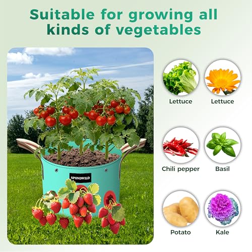 7 Pcs 7 Gallon Grow Bags, PE Plant Pots with 8 Breathable Holes - size: 7 gallon, style: Dot_Grow_Bags