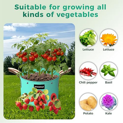 7 Pcs 7 Gallon Grow Bags, PE Plant Pots with 8 Breathable Holes - size: 7 gallon, style: Dot_Grow_Bags