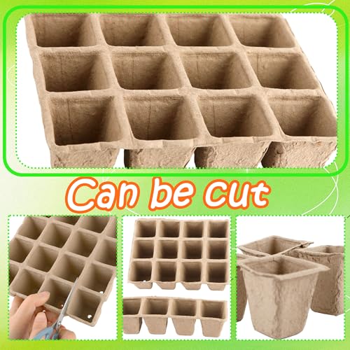 32 Packs of 512 Cells Seed Starter Trays Biodegradable Seedling Sets Organic Plant Seedling Trays with Holes Plant Starter Kit for Herb Seed Starter