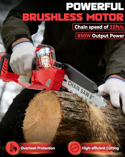 Ecarke Electric Mini Chainsaw Compatible with Milwaukee 18V - color: Red, size: 8 Inch & 6 Inch