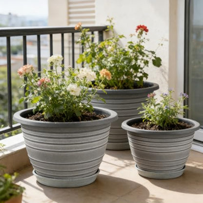 KPUVX 3 Pack 12 Inch Pots for Plants,Plastic Flower Pots Outdoor Indoor - color: White