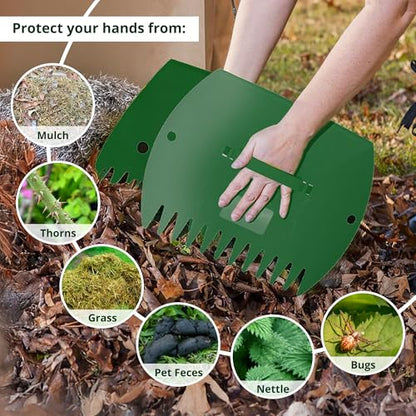 GardenHOME Leaf Picker Upper, Leaf Scoops Hand Rakes, Leaf Grabber Claws - style: green