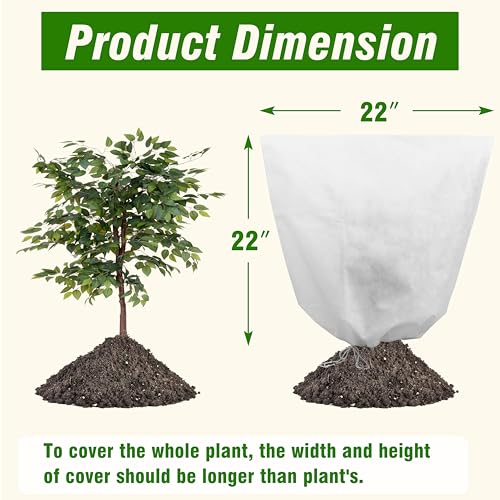 Gardzen 5-Pack Plant Covers Freeze Protection, Drawstring Tree Cover, Winter Freeze Plant Protection, Tree Jacket Frost Blanket for Outdoor Plants, 22.4" x 24" - size: 22.4" x 24"