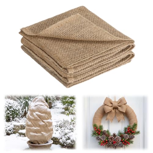 ANPHSIN 5ftx40in Natural Burlap Plant Covers Freeze Protection - size: 5ft