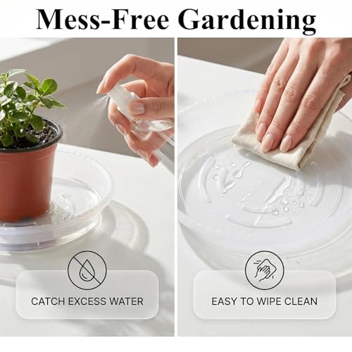 20 Pack Clear Plant Saucer 4.5 Inches Plastic Drip Trays to Catch Water - size: 4.5 Inch